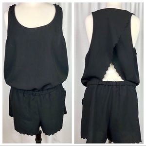 Loft Black Scalloped Hem Romper